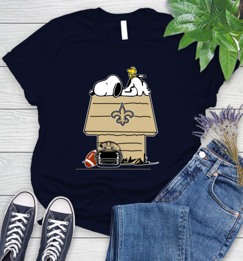 New Orleans Saints NFL Football Snoopy Woodstock The Peanuts Movie Women's T-Shirt 3
