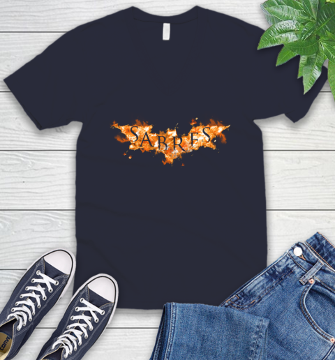 NHL Buffalo Sabres Batman Logo DC Hockey Sports Shirts V-Neck T-Shirt 2