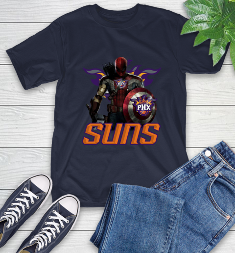 Phoenix Suns NBA Basketball Captain America Thor Spider Man Hawkeye Avengers T-Shirt 4