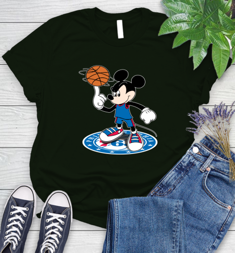 NBA Basketball Philadelphia 76ers Cheerful Mickey Disney Shirt Women's T-Shirt 6