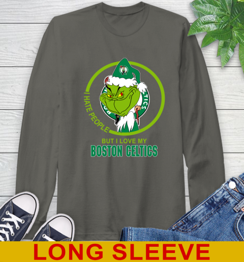 Boston Celtics NBA Christmas Grinch I Hate People But I Love My Favorite Basketball Team Long Sleeve T-Shirt 8