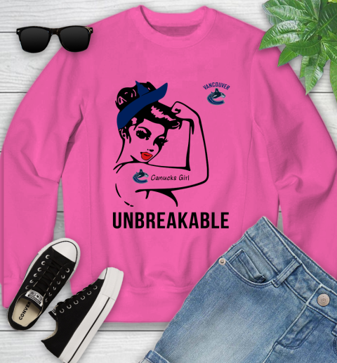 NHL Vancouver Canucks Girl Unbreakable Hockey Sports Youth Sweatshirt 3