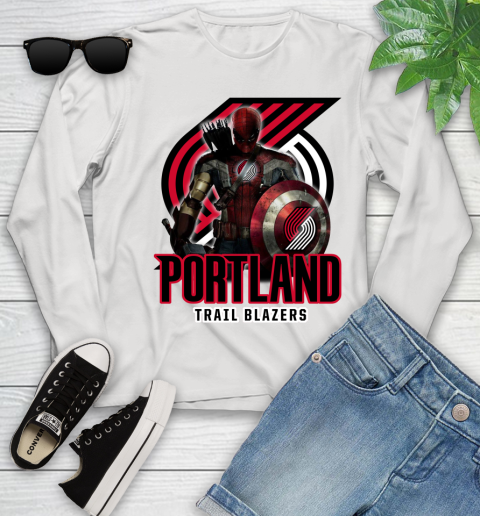 Portland Trail Blazers NBA Basketball Captain America Thor Spider Man Hawkeye Avengers Youth Long Sleeve