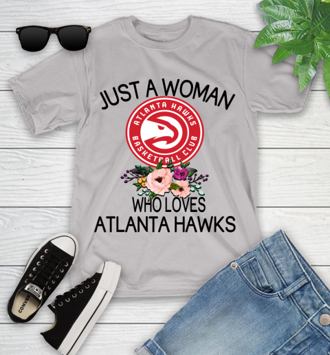 NBA Just A Woman Who Loves Atlanta Hawks Basketball Sports Youth T-Shirt 10
