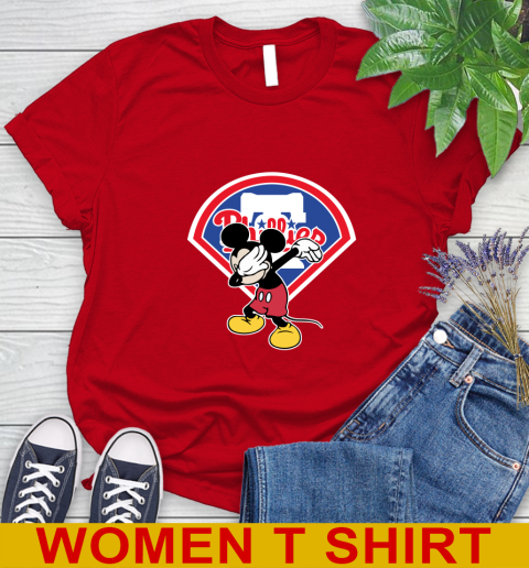 Philadelphia Phillies MLB Baseball Dabbing Mickey Disney Sports Women's T-Shirt 10