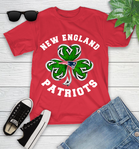 NFL New England Patriots Three Leaf Clover St Patrick's Day Football Sports Youth T-Shirt 13