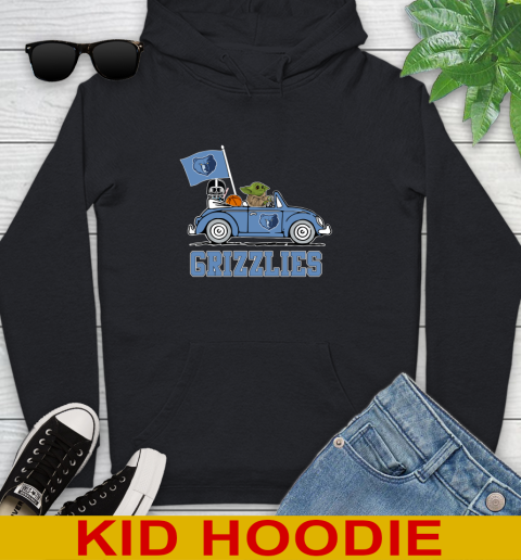 NBA Basketball Memphis Grizzlies Darth Vader Baby Yoda Driving Star Wars Shirt Youth Hoodie 2