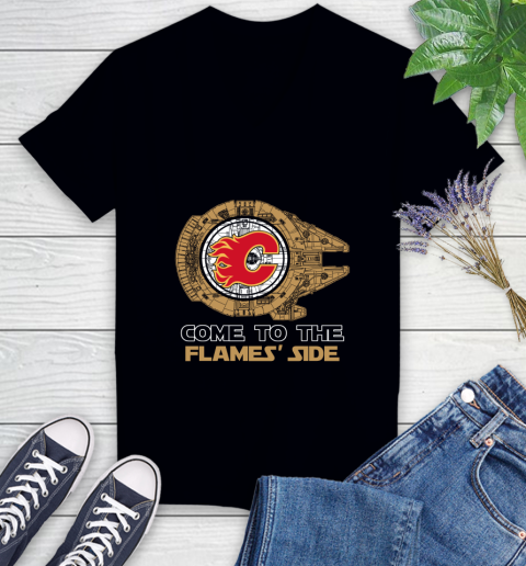 NHL Come To The Calgary Flames Wars Hockey Sports Women's V-Neck T-Shirt