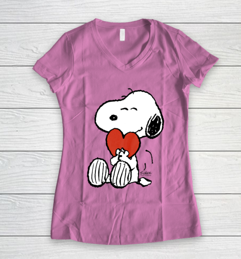 Peanuts Snoopy Heart Valentine Women's V-Neck T-Shirt | Tee