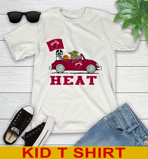 NBA Basketball Miami Heat Darth Vader Baby Yoda Driving Star Wars Shirt Youth T-Shirt