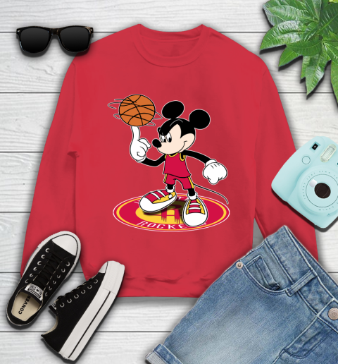 NBA Basketball Houston Rockets Cheerful Mickey Disney Shirt Youth Sweatshirt 8