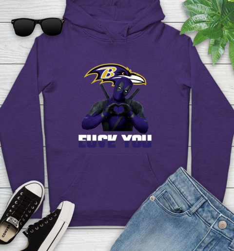 NHL Baltimore Ravens Deadpool Love You Fuck You Football Sports Youth Hoodie 5