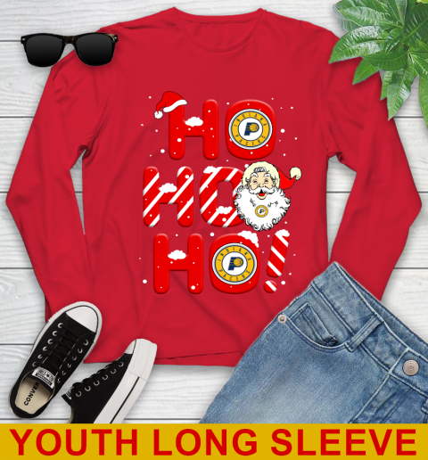 Indiana Pacers NBA Basketball Ho Ho Ho Santa Claus Merry Christmas Shirt Youth Long Sleeve 11