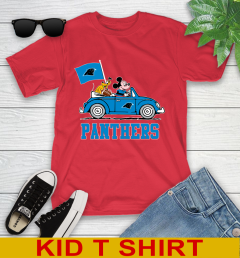 NFL Football Carolina Panthers Pluto Mickey Driving Disney Shirt Youth T-Shirt 10