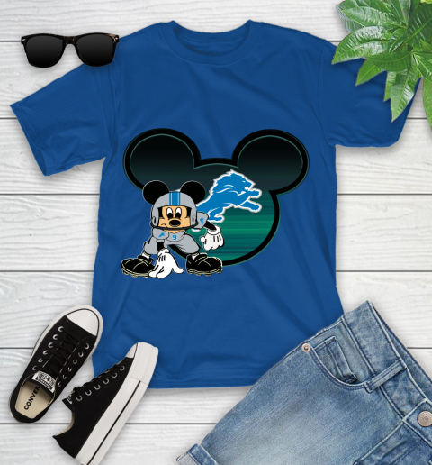 NFL Detroit Lions Mickey Mouse Disney Football T Shirt Youth T-Shirt 9