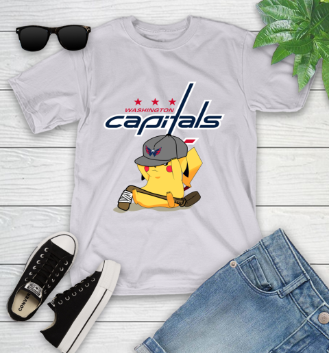 NHL Pikachu Hockey Sports Washington Capitals Youth T-Shirt 4