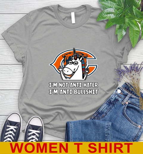 Chicago Bears NFL Football Unicorn I'm Not Anti Hater I'm Anti Bullshit Women's T-Shirt 11