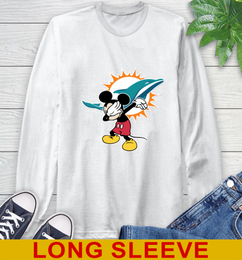 Miami Dolphins NFL Football Dabbing Mickey Disney Sports Long Sleeve T-Shirt