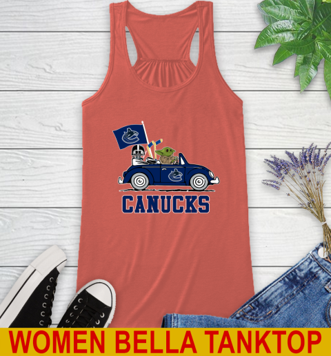 NHL Hockey Vancouver Canucks Darth Vader Baby Yoda Driving Star Wars Shirt Racerback Tank 4
