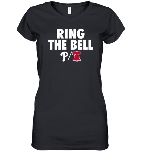 Philadelphia Phillies Royal Ring The Bell Local Team Women's V-Neck T-Shirt