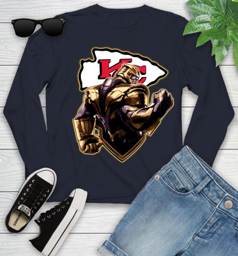 NFL Thanos Avengers Endgame Football Sports Kansas City Chiefs Youth Long Sleeve 3