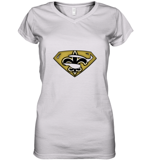 We Are Undefeatable New Orleans Saints x Superman NFL Women's V-Neck T-Shirt