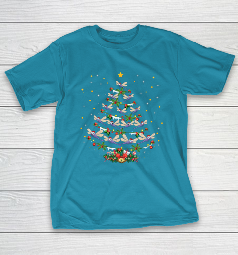 Dragonfly Christmas Tree Santa Dragonfly Bird Xmas Gift T-Shirt 7