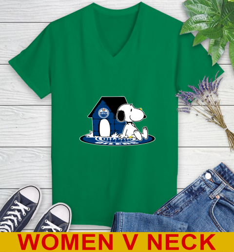 NHL Hockey Edmonton Oilers Snoopy The Peanuts Movie Shirt Women's V-Neck T-Shirt 6