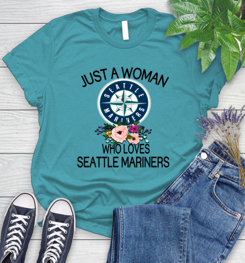 MLB Just A Woman Who Loves Seattle Mariners Baseball Sports Women's T-Shirt 11
