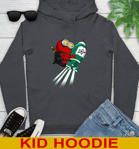 NHL Hockey Dallas Stars Deadpool Minion Marvel Shirt Youth Hoodie - Image 10