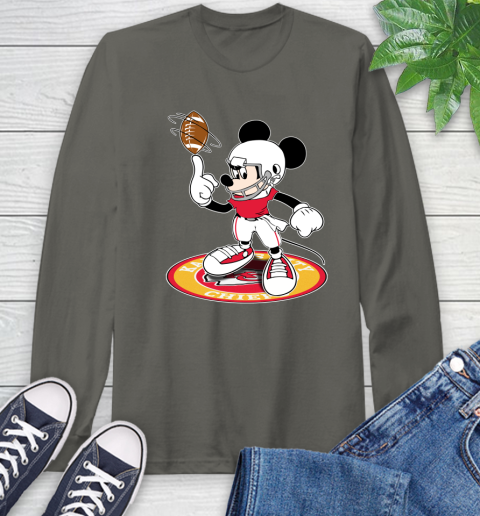 NFL Football Kansas City Chiefs Cheerful Mickey Disney Shirt Long Sleeve T-Shirt 9