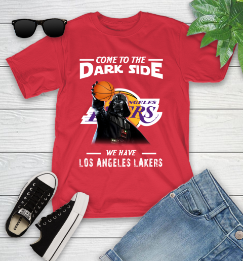 NBA Come To The Dark Side We Have Los Angeles Lakers Star Wars Darth Vader Basketball Youth T-Shirt 13
