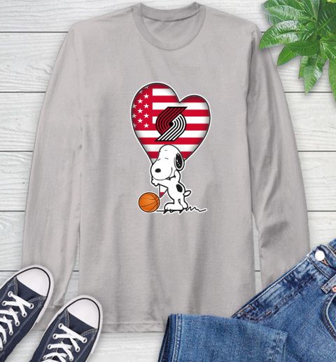 Portland Trail Blazers NBA Basketball The Peanuts Movie Adorable Snoopy Long Sleeve T-Shirt 12