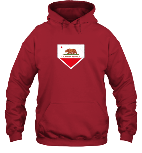 uy2w vintage baseball home plate with california state flag hoodie 23 front red