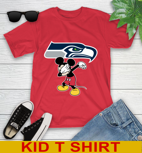 Seattle Seahawks NFL Football Dabbing Mickey Disney Sports Youth T-Shirt 10