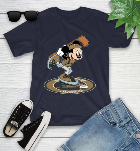 NHL Hockey Anaheim Ducks Cheerful Mickey Disney Shirt Youth T-Shirt 3