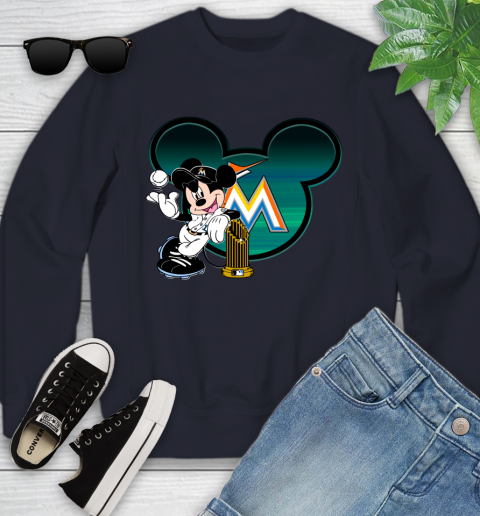 MLB Miami Marlins The Commissioner's Trophy Mickey Mouse Disney Youth Sweatshirt 3