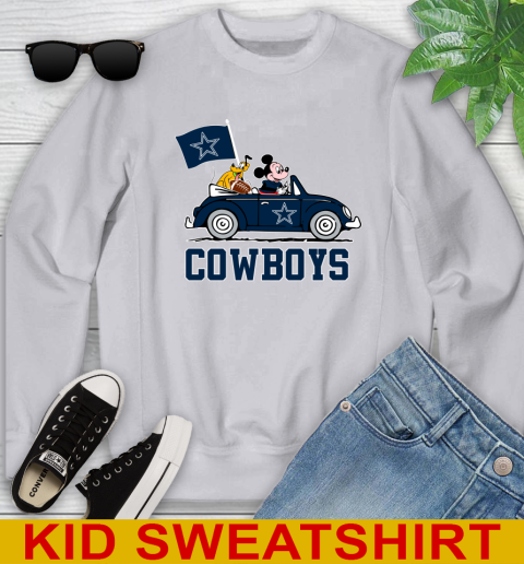NFL Football Dallas Cowboys Pluto Mickey Driving Disney Shirt Youth Sweatshirt 4