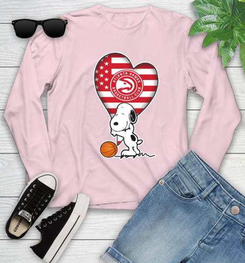 Atlanta Hawks NBA Basketball The Peanuts Movie Adorable Snoopy Youth Long Sleeve 10