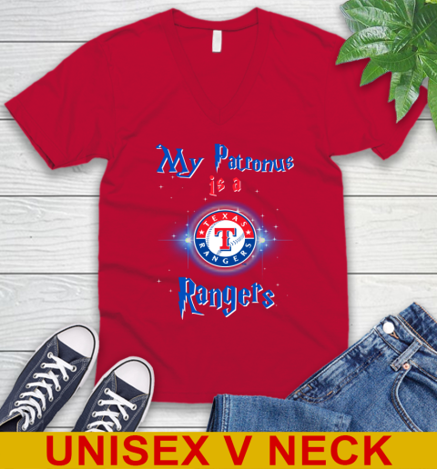 MLB Baseball Harry Potter My Patronus Is A Texas Rangers V-Neck T-Shirt 6