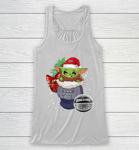 San Antonio Spurs Christmas Baby Yoda Star Wars Funny Happy NBA Racerback Tank 2