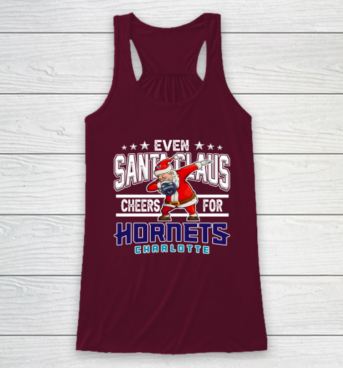 Charlotte Hornets Even Santa Claus Cheers For Christmas NBA Racerback Tank 2