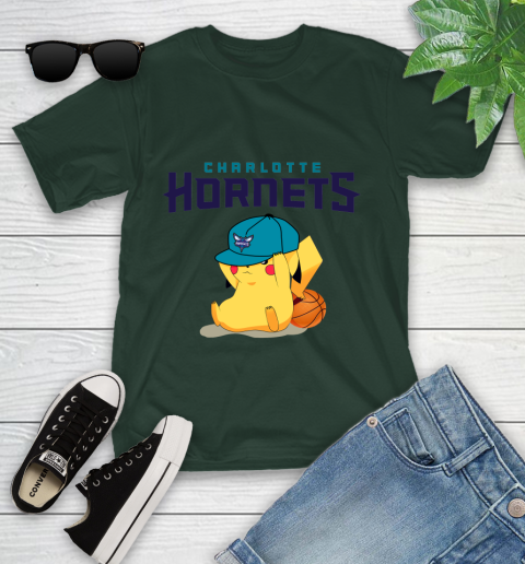 NBA Pikachu Basketball Sports Charlotte Hornets Youth T-Shirt 5