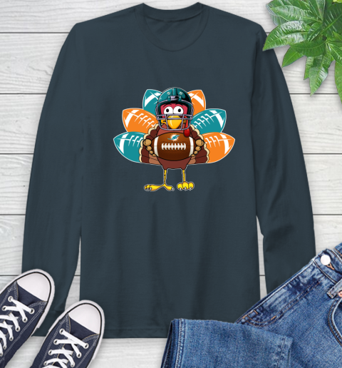 Miami Dolphins Turkey Thanksgiving Day Long Sleeve T-Shirt 8
