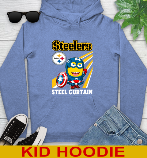NFL Football Pittsburgh Steelers Captain America Marvel Avengers Minion Shirt Youth Hoodie 12