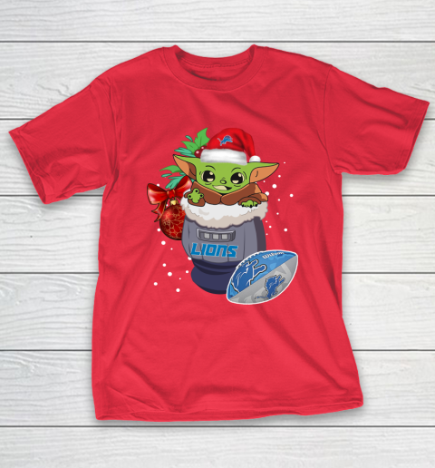 Detroit Lions Christmas Baby Yoda Star Wars Funny Happy NFL T-Shirt 10