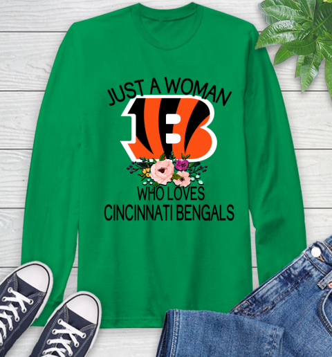 NFL Just A Woman Who Loves Cincinnati Bengals Football Sports Long Sleeve T-Shirt 5