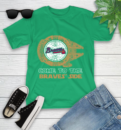 MLB Come To The Atlanta Braves Side Star Wars Baseball Sports Youth T-Shirt 8