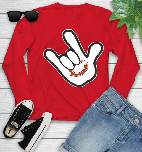 Chicago Bears NFL Football Mickey Rock Hand Disney Youth Long Sleeve 11