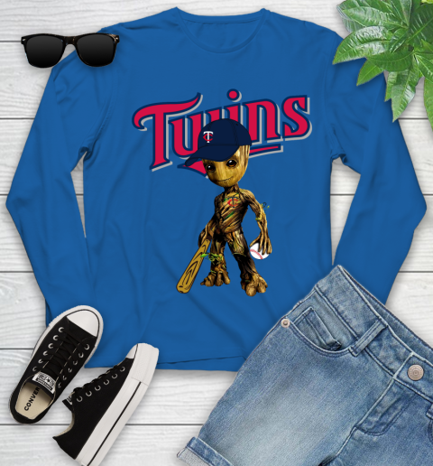 MLB Minnesota Twins Groot Guardians Of The Galaxy Baseball Youth Long Sleeve 9